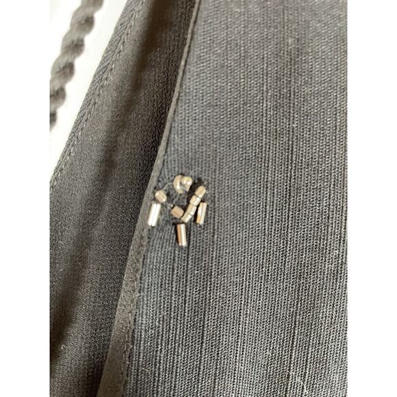 Zara Embroidered Beaded V-Neck Black Pullover Midi Dress Fringe Limited Edition - Picture 8 of 11